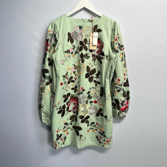 NWT Anthropologie Let Me Be Fully Floral Embroidered Long-Sleeve Mini Dress M - Picture 14 of 17